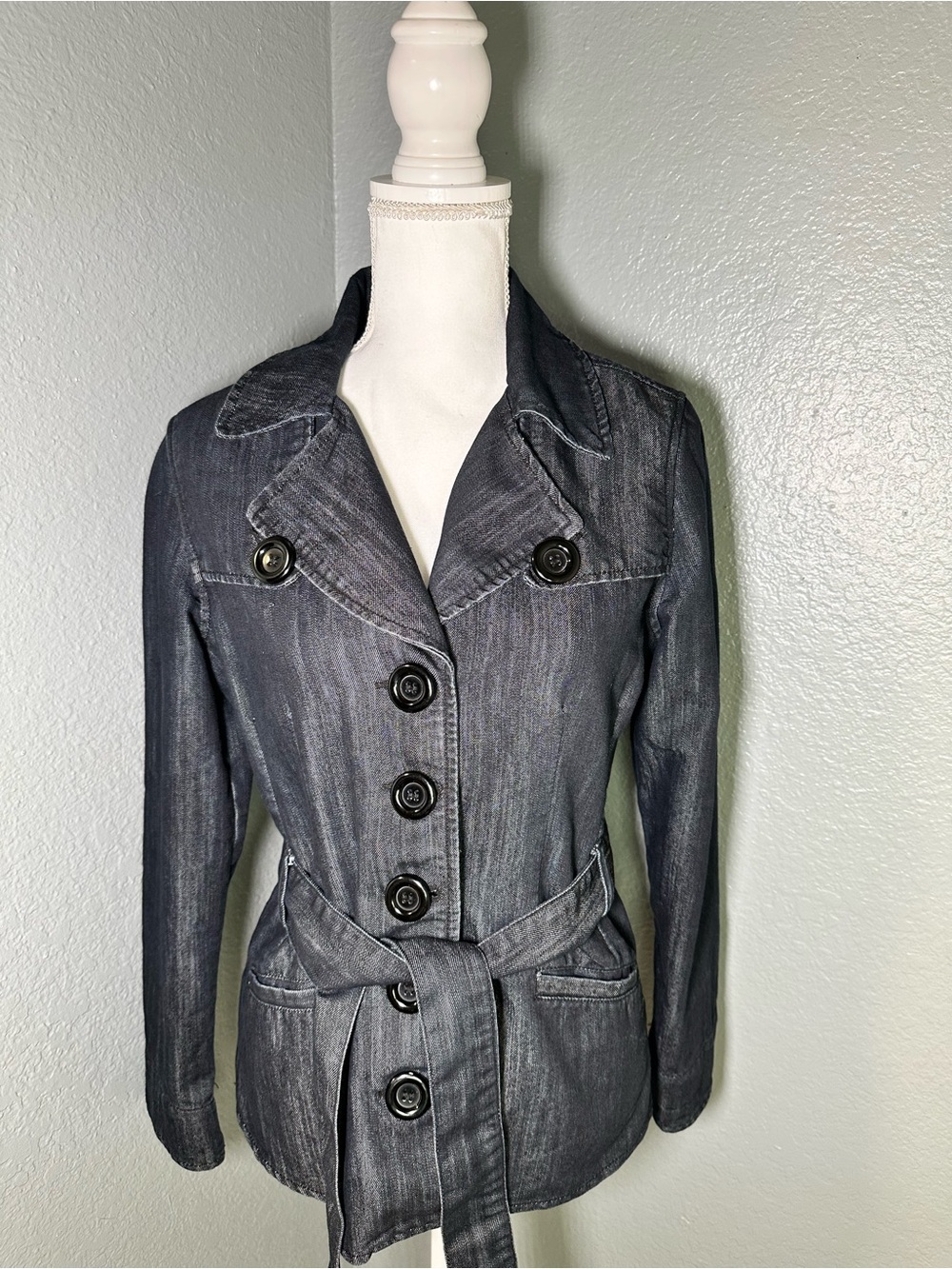 Baccini Dark Denim-Style Belted Jacket